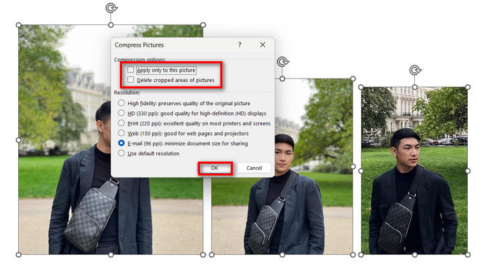 Ompress Multiple Photos in Powerpoint Resolution