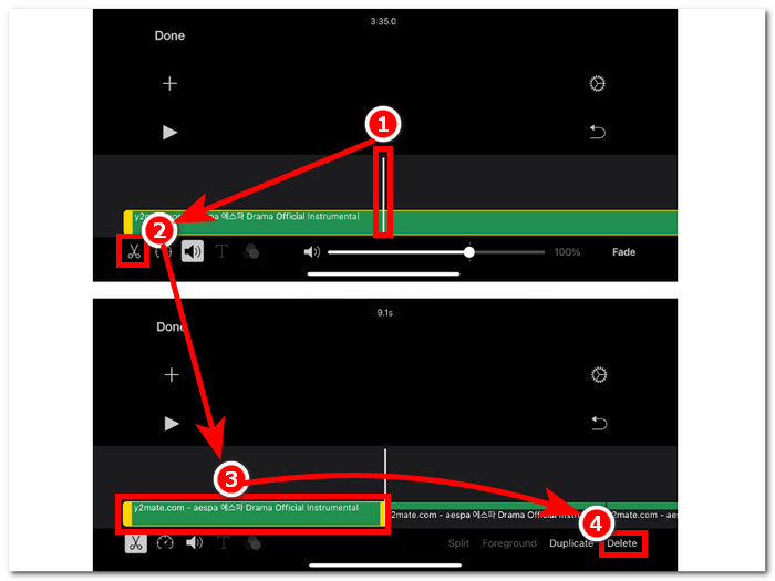 Seleccionar y eliminar partes de audio