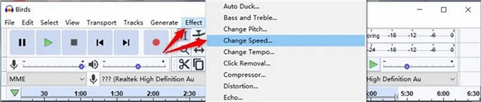 speed up Audio Audacity Change Speed