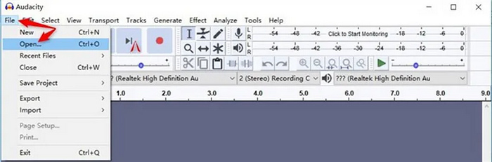 Tăng tốc độ nhập tệp Audio Audacity