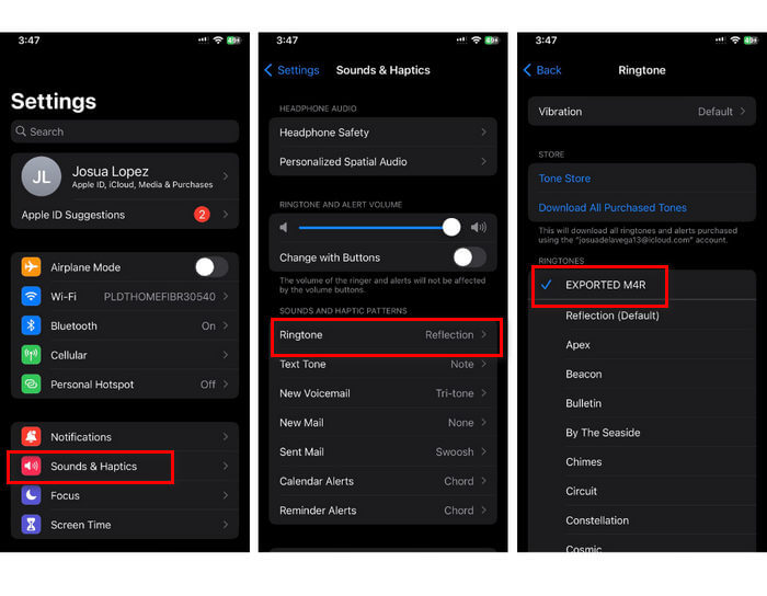 Menggunakan iTunes Pilih sebagai Nada Dering