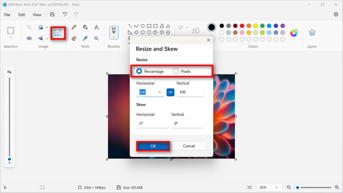 Batch Compress Paint Enter Percentage