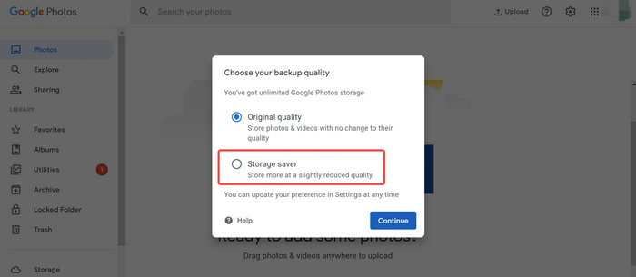 Comprimați Google Photos Storage Saver