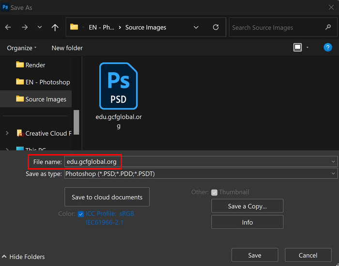 Convertir un fichier image au format Photoshop