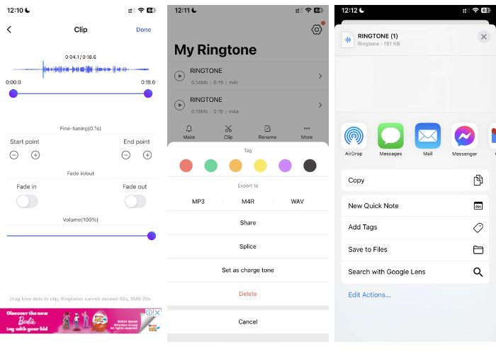 Creatore di suonerie per iPhone, estrai l'audio