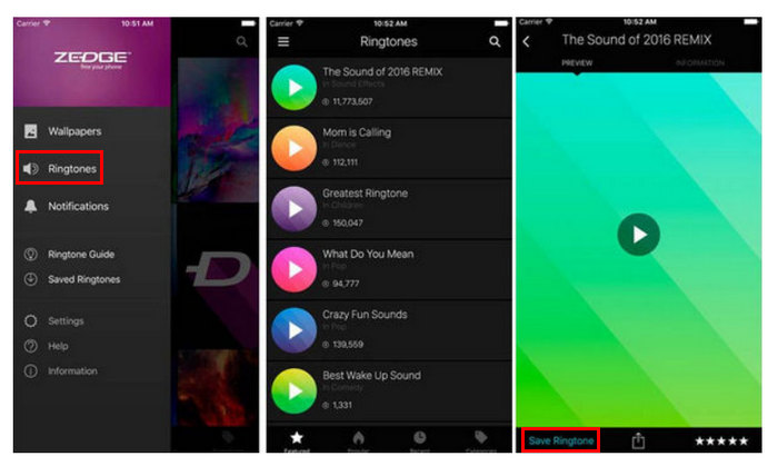 Creatore di suonerie per Android Zedge