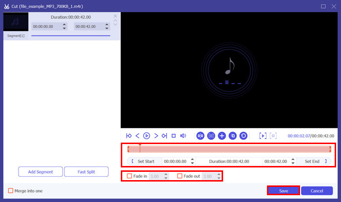 Trình tạo nhạc chuông Video Converter Ultimate Split Fade