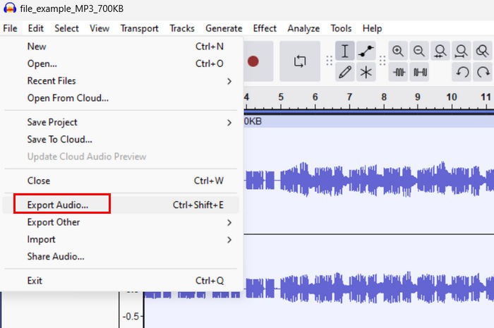 Audacity Hợp nhất Theo dõi Xuất âm thanh