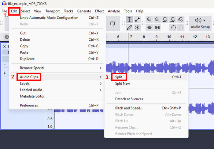 Audacity Split Audio Rediger Split Track