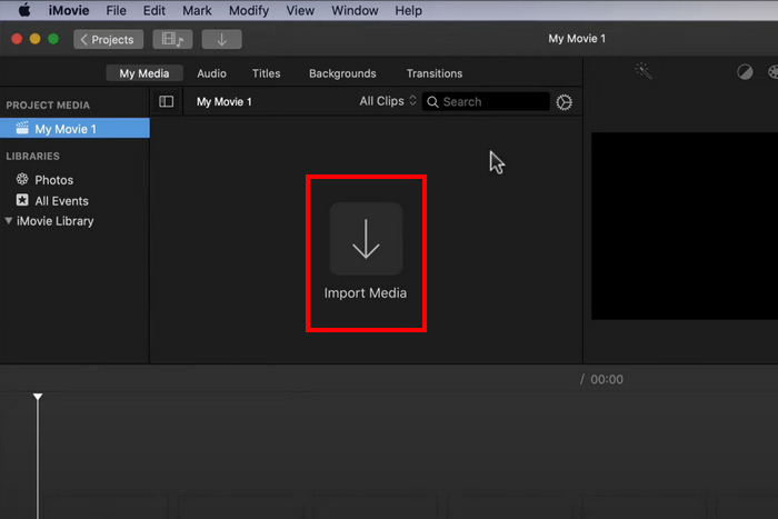 การนำเข้าสื่อด้วย iMovie สำหรับตัดต่อเสียงบน Mac