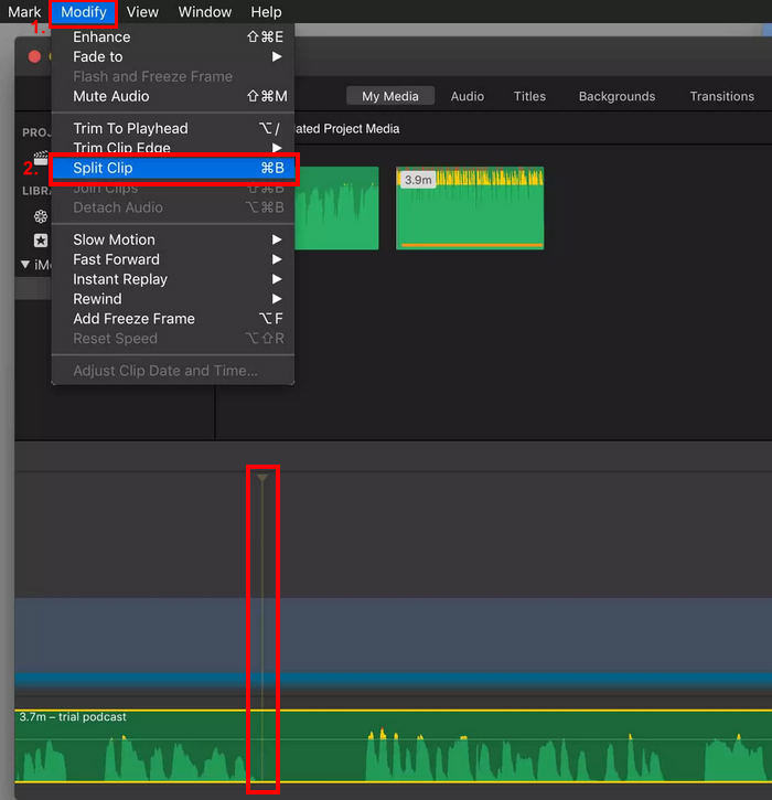 iMovie Audio Editing Mac Split Clips