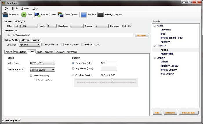 Handbrake interface