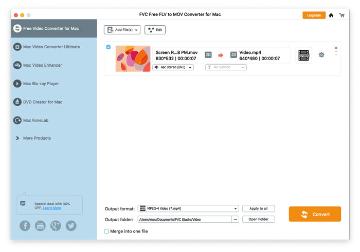 how to convert flv files on mac free