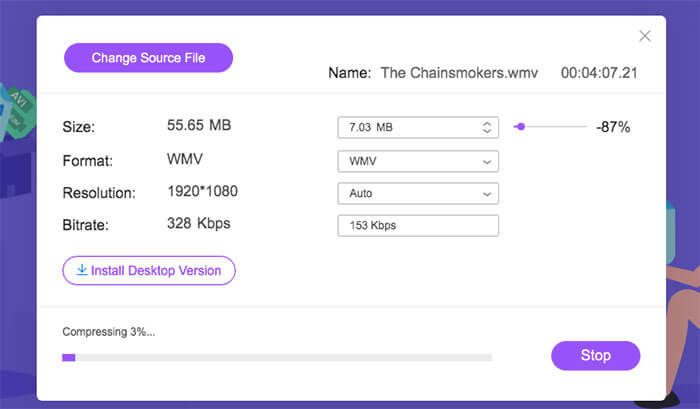 Komprimer video for e-post