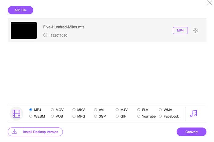 Converteer AVCHD naar MP4 online