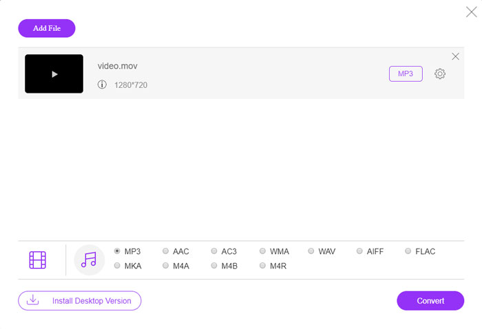 Converteer MOV naar MP3 online