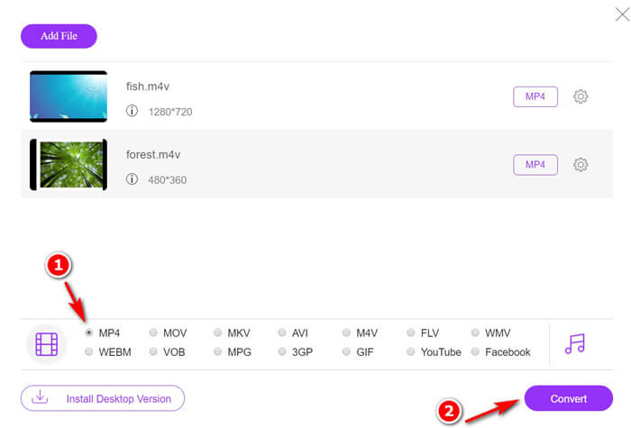 แปลง M4V เป็น MP4 ฟรีออนไลน์