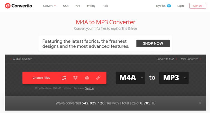 Convertidor M4A a MP3 convertio