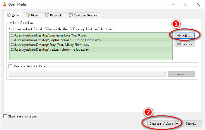 پرونده های WAV را در VLC اضافه کنید