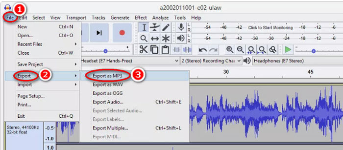 Export As MP3 Audacity