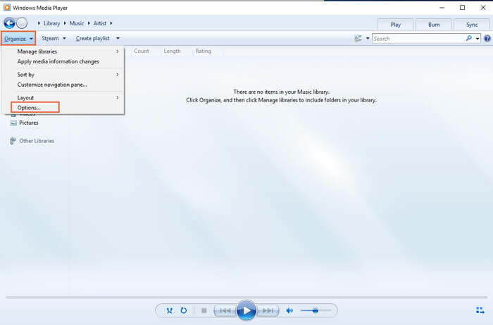 Otwórz program Windows Media Player