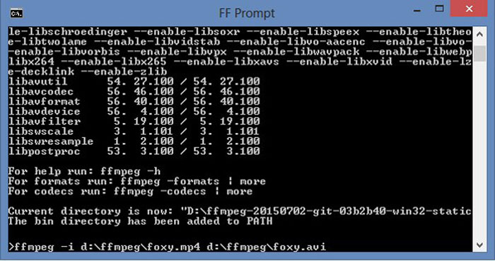 FFMPEG videokonvertering