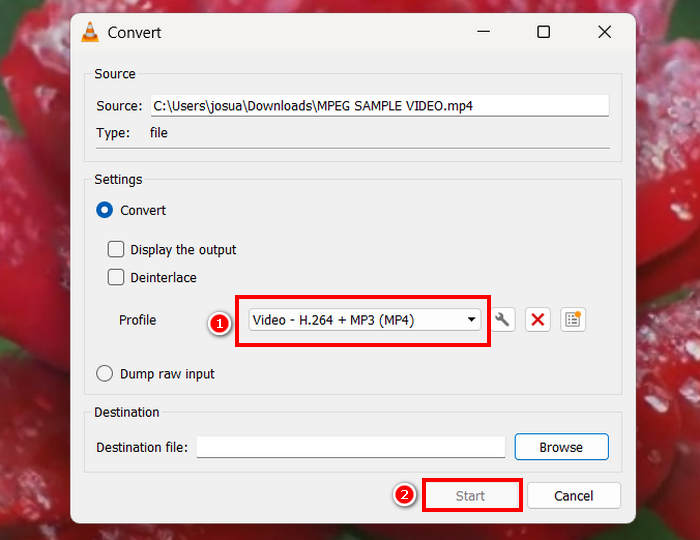 MPeg से MP4 VLC में कनवर्ट करें