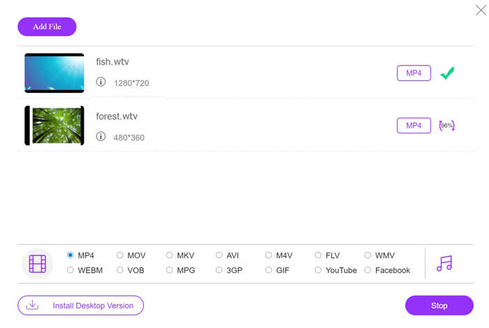 Convertir WTV en MP4 gratuitement en ligne