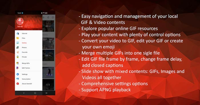 برنامه GIF Player برای Android OmniGIF