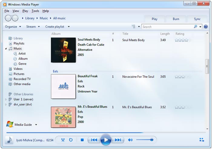 Windows Media Player phát mp3