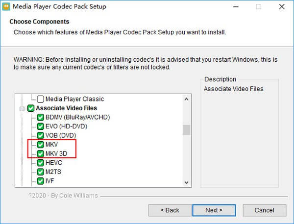 Installa il pacchetto di codici mkv di Windows Media Player