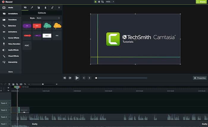 واجهة مسجل الشاشة Camtasia