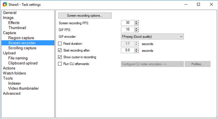 sharex screen recording with audio