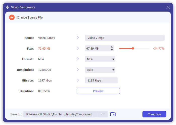 Grensesnitt for videokompressor