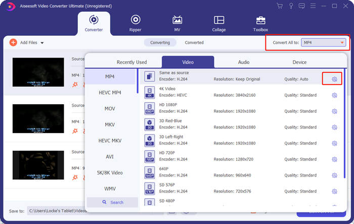 Output Profile Menu