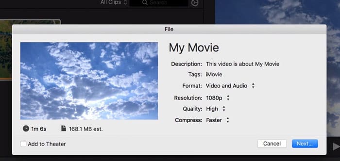 Kompres MOV dengan iMovie