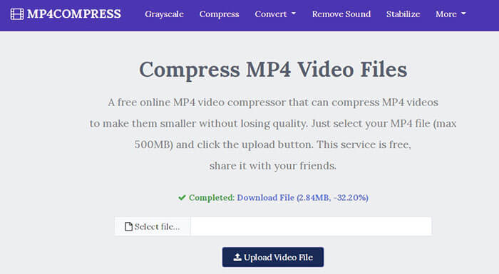 Komprimujte video pomocí mp4compress