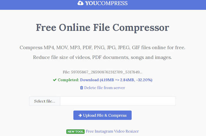 Comprimeer video met youcompress